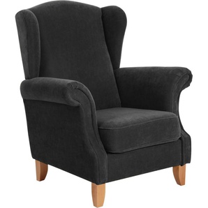 Ohrensessel MAX WINZER Valentina Sessel Gr. Luxus-Microfaser, B/H/T: 88 cm x 108 cm x 84 cm, schwarz Ohrensessel