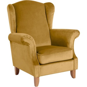 Ohrensessel MAX WINZER Valentina Sessel Gr. Samtvelours, B/H/T: 88 cm x 108 cm x 84 cm, gelb (mais) Ohrensessel Sessel