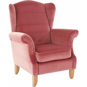 Ohrensessel MAX WINZER Valentina Sessel Gr. Samtvelours, B/H/T: 88 cm x 108 cm x 84 cm, rosa (rosé) Ohrensessel Sessel