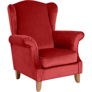 Ohrensessel MAX WINZER Valentina Sessel Gr. Samtvelours, B/H/T: 88 cm x 108 cm x 84 cm, rot (ziegel) Ohrensessel Sessel