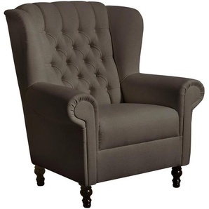 Max Winzer Ohrensessel Lesesessel, Dunkelbraun, Textil, Buche, 91x101x90 cm, Goldenes M, Made in Europe, Wohnzimmer, Sessel, Ohrensessel