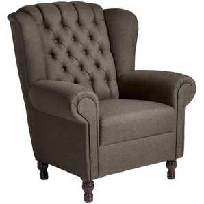 Max Winzer Ohrensessel Lesesessel, Braun, Textil, Buche, 91x101x90 cm, Goldenes M, Made in Europe, Wohnzimmer, Sessel, Ohrensessel