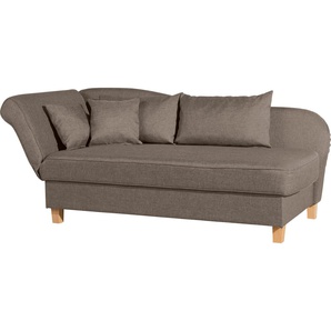 Recamiere MAX WINZER Saturn Sofas Gr. B/H/T: 190 cm x 82 cm x 88 cm, Strukturgewebe 16523, Armlehne links, mit Bettkasten-mit Armlehnenverstellung, beige (sahara) Longchair Recamiere Longchairs Armlehne links oder rechts, inkusive 4 Kissen