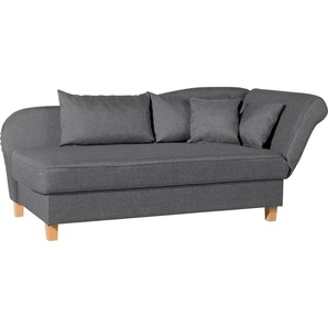 Recamiere MAX WINZER Saturn Sofas Gr. B/H/T: 190 cm x 82 cm x 88 cm, Strukturgewebe 16523, Armlehne rechts, mit Bettkasten-mit Armlehnenverstellung, grau (graphit) Longchair Recamiere Longchairs Armlehne links oder rechts, inkusive 4 Kissen