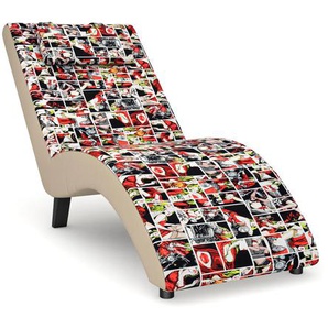 Relaxliege MAX WINZER build-a-chair Nova Sofas Gr. B/H/T: 63 cm x 84 cm x 160 cm, Flachgewebe, Korpus: Kunstleder beige-Füße: Schwarz, bunt (print by steffen kindt) Relaxliegen inklusive Nackenkissen, zum Selbstgestalten