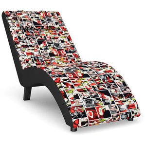 Relaxliege MAX WINZER build-a-chair Nova Sofas Gr. B/H/T: 63 cm x 84 cm x 160 cm, Flachgewebe, Korpus: Kunstleder schwarz-Füße: Schwarz, bunt (print by steffen kindt) Relaxliegen inklusive Nackenkissen, zum Selbstgestalten