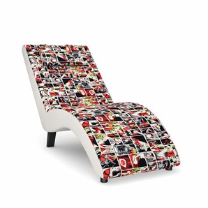 Relaxliege MAX WINZER build-a-chair Nova Sofas Gr. B/H/T: 63 cm x 84 cm x 160 cm, Flachgewebe, Korpus: Kunstleder weiß-Füße: Schwarz, bunt (print by steffen kindt) Relaxliegen inklusive Nackenkissen, zum Selbstgestalten