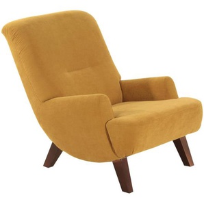 Max Winzer Relaxsessel , Gelb , Textil , Nussbaum , massiv , 71x101x80 cm , Goldenes M, Made in Europe , Wohnzimmer, Sessel, Relaxsessel