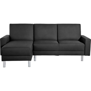 Schlafsofa MAX WINZER Just Fresh Sofas Gr. B/H/T: 230 cm x 93 cm x 152 cm, Samtvelours 20442, Recamiere beidseitig montierbar, schwarz Einzelsofas mit Rückenverstellung, inklusive Stauraumhocker