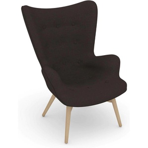 Sessel MAX WINZER build-a-chair Arne Gr. Flachgewebe 16452, Korpus: Flachgewebe 16452 schoko-Füße Buche natur, B/H/T: 74 cm x 98 cm x 81 cm, braun (schoko) Einzelsessel Ohrensessel Sessel im Retrolook, zum Selbstgestalten, Hochlehner