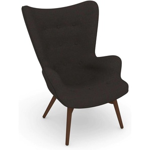 Sessel MAX WINZER build-a-chair Arne Gr. Flachgewebe 16452, Korpus: Flachgewebe 16452 schoko-Füße Buche Nussbaum, B/H/T: 74 cm x 98 cm x 81 cm, braun (schoko) Einzelsessel Ohrensessel Sessel im Retrolook, zum Selbstgestalten, Hochlehner