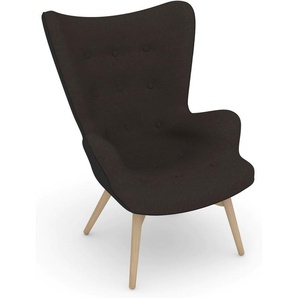 Sessel MAX WINZER build-a-chair Arne Gr. Flachgewebe 16452, Korpus: Flachgewebe 16452 schwarz-Füße Buche natur, B/H/T: 74 cm x 98 cm x 81 cm, braun (schoko) Einzelsessel Ohrensessel Sessel im Retrolook, zum Selbstgestalten, Hochlehner