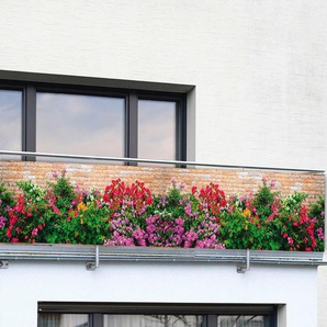 Balkonsichtschutz MAXIMEX Mauer-Blumen Markisen Gr. 85 cm, 500 cm, bunt Balkonsichtschutz 5 m, UV- und witterungsbeständig
