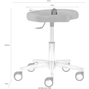 Arbeitshocker MAYER SITZMÖBEL Funktionsdrehhocker myEXPERT Hocker Gr. B/H/T: 48 cm x 52 cm x 52 cm, Kunstleder, Ergositz gepolstert-stufenlose Höhenverstellung per Hebelauslöser-Alu-Fußkreuz (ø 52cm)-Hartbodenrollen mit Chromblenden, blau (aquablau)