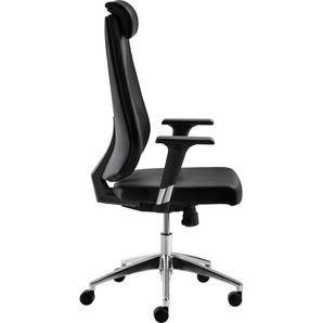 Bürostuhl MAYER SITZMÖBEL Stühle Gr. B/H/T: 66 cm x 132 cm x 67 cm, Echtleder, schwarz (schwarz, alu poliert) Bürostuhl Drehstuhl Drehstühle Stühle myBESTMIND