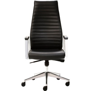 Bürostuhl MAYER SITZMÖBEL Stühle Gr. B/H/T: 65 cm x 131 cm x 64 cm, Echtleder, schwarz (schwarz, alu poliert) Bürostuhl Drehstuhl Drehstühle Stühle MyDeluxe