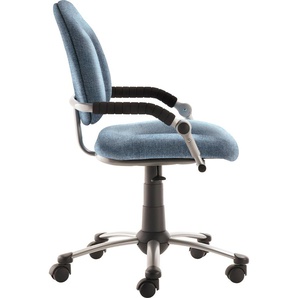Bürostuhl MAYER SITZMÖBEL Kinder- und Jugenddrehstuhl myFREAKY Stühle Gr. B/H/T: 58,5 cm x 93 cm x 60 cm, Polyester-Flachgewebe uni, Sitz und Rücken gepolstert-Sitztiefe und Rückenhöhe verstellbar-Softarmlehnen-Fußkreuz Perlsilber-Teppichbodenrollen +