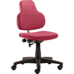 Bürostuhl MAYER SITZMÖBEL Kinderdrehstuhl myONE Stühle Gr. B/H/T: 64 cm x 94 cm x 60 cm, Struktur (recyceltes Polyester) uni, Gestell Schwarz-Farbe Rot-Violett-verstellbarer Rücken-mitwachsend-Teppichbodenrollen + Kunststoff, bunt (rot, violett, schwarz)