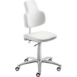 Bürostuhl MAYER SITZMÖBEL Stühle Gr. B/H/T: 62 cm x 97 cm x 60 cm, Kunstleder KUBA, weiß (weiß, alu poliert) Bürostuhl Drehstuhl Drehstühle Stühle myMax