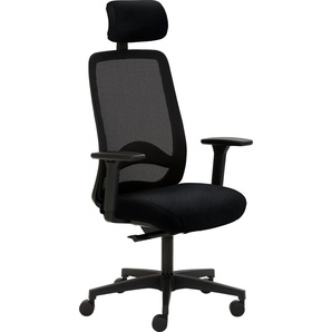 Bürostuhl MAYER SITZMÖBEL myTRITON Stühle Gr. B: 70 cm, 1 St., Echtleder Lederoptik, 3D-Armlehnen-Kopfstütze gepolstert + Kunststoff, schwarz (schwarz, schwarz) Drehstühle