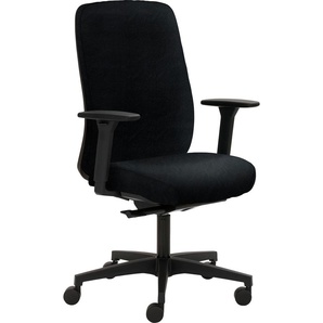 Bürostuhl MAYER SITZMÖBEL myTRITON Stühle Gr. B: 70 cm, 1 St., Echtleder Lederoptik, höhenverstellbare Armlehnen-Synchronmechanik mit selbstregulierender Gewichtseinstellung-Sitztiefenverstellung-Teppichbodenrollen + Kunststoff, schwarz (schwarz, schwarz)