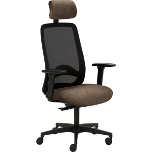 Bürostuhl MAYER SITZMÖBEL myTRITON Stühle Gr. B: 70 cm, 1 St., Flachgewebe meliert, 3D-Armlehnen-Kopfstütze gepolstert + Kunststoff, braun (schokobraun, schwarz) Drehstühle