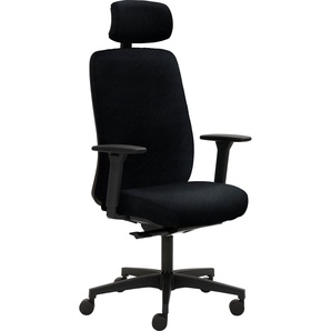 Bürostuhl MAYER SITZMÖBEL myTRITON Stühle Gr. B: 70 cm, 1 St., Kunstleder Lederoptik, 3D-Armlehnen-Synchronmechanik mit selbstregulierender Gewichtseinstellung-Sitztiefenverstellung-Kopfstütze gepolstert-Teppichbodenrollen + Kunststoff, schwarz (schwarz,