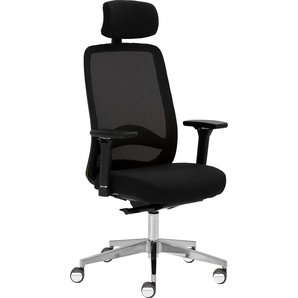 Bürostuhl MAYER SITZMÖBEL myTRITON Stühle Gr. B: 70 cm, 1 St., Struktur (recyceltes Polyester) uni, 4D-Armlehnen-Kopfstütze gepolstert + Aluminium, schwarz (schwarz, aluminium) Drehstühle