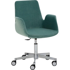 Bürostuhl MAYER SITZMÖBEL Sessel myHELIOS Stühle Gr. B/H: 65 cm x 82 cm, 1 St., Samtvelours Samtoptik, Aluminium, blau (aqua, aluminium) Drehstühle