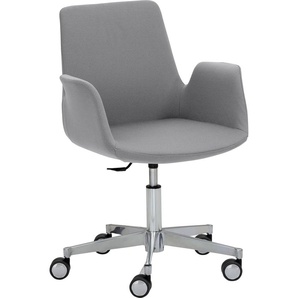 Bürostuhl MAYER SITZMÖBEL Sessel myHELIOS Stühle Gr. B/H: 65 cm x 82 cm, 1 St., Struktur (recyceltes Polyester) uni, Aluminium, grau (grau, aluminium) Drehstühle