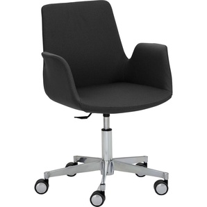 Bürostuhl MAYER SITZMÖBEL Sessel myHELIOS Stühle Gr. B/H: 65 cm x 82 cm, 1 St., Struktur (recyceltes Polyester) uni, Aluminium, schwarz (schwarz, aluminium) Drehstühle