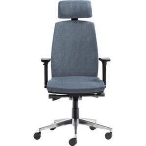 Chefsessel MAYER SITZMÖBEL Drehstuhl myCONTRACT LINE Stühle Gr. B/H/T: 66 cm x 141,0 cm x 62 cm, Polyester-Feinstruktur weich meliert, Sitz, Rücken und Kopfstütze gepolstert-mit Armlehnen-Alu-Fußkreuz poliert-Teppichbodenrollen groß +