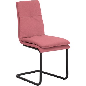 Esszimmerstuhl MAYER SITZMÖBEL myDERBY Stühle Gr. B/H/T: 44 cm x 89 cm x 58 cm, 1 St., Samtvelours Samtoptik-uni, Freischwinger-Gestell-pulverbeschichtet Schwarz + Stahl, rosa (altrosa, schwarz) Küchenstühle bequemes Innenkissen