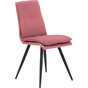 Esszimmerstuhl MAYER SITZMÖBEL myDERBY Stühle Gr. B/H/T: 49 cm x 89 cm x 60 cm, 1 St., Samtvelours Samtoptik-uni, 4-Fuß-Gestell-pulverbeschichtet Schwarz + Stahl, rosa (altrosa, schwarz) Küchenstühle bequemes Innenkissen