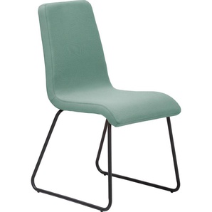 Esszimmerstuhl MAYER SITZMÖBEL myDERBY Stühle Gr. B/H/T: 48 cm x 88 cm x 60 cm, 1 St., Webstoff strukturiert Strukturoptik, Kufen-Gestell-pulverbeschichtet Schwarz + Stahl, blau (aqua, blau, schwarz) Küchenstühle