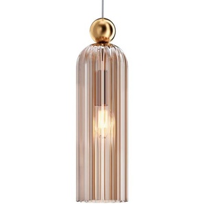 Maytoni Pendelleuchte, Gold, Cognac, Metall, Glas, zylindrisch,zylindrisch, 10x34.7x10 cm, CE, beliebig kürzbar, Lampen & Leuchten, Innenbeleuchtung,