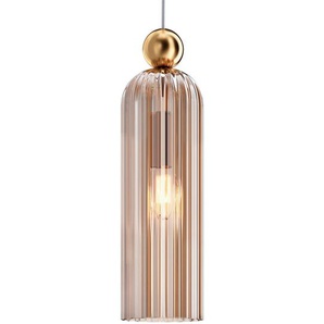 Maytoni Pendelleuchte, Gold, Cognac, Metall, Glas, zylindrisch,zylindrisch, 10x34.7x10 cm, CE, beliebig kürzbar, Lampen & Leuchten, Innenbeleuchtung,