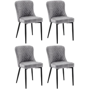 MCA furniture 4-Fußstuhl ABOSHI Esszimmerstuhl (4er Set) (Set, 4 St), Taschenfederkern, Metall schwarz,Vintage-Veloursoptik,belastbar 120 kg
