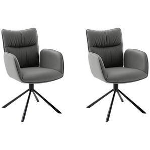 MCA furniture 4-Fußstuhl MARIN Esszimmerstuhl (2er Set) - Stuhl (Set, 2 St), 360° drehbar, Metall schwarz, beweglichen Rücken, belastbar 120 kg