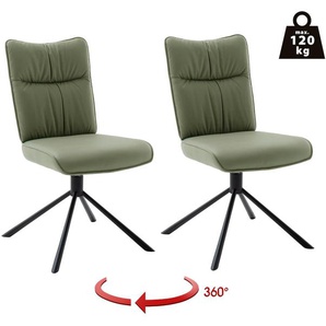 MCA furniture 4-Fußstuhl »MARIN Esszimmerstuhl (2er Set) - Stuhl«, (Set), 2 St., Microfaser, 360° drehbar, Metall schwarz, beweglichen Rücken, belastbar 120 kg