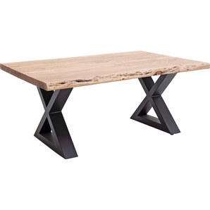 MCA furniture Couchtisch Cartagena, Couchtisch Massivholz mit Baumkante und natürlichen Rissen und Löchern