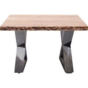 MCA furniture Couchtisch Cartagena, Couchtisch Massivholz mit Baumkante und natürlichen Rissen und Löchern