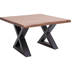 MCA furniture Couchtisch Cartagena, Couchtisch Massivholz mit Baumkante und natürlichen Rissen und Löchern