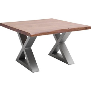 MCA furniture Couchtisch Cartagena, Couchtisch Massivholz mit Baumkante und natürlichen Rissen und Löchern