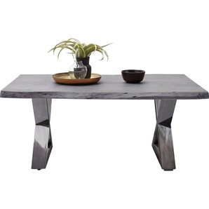 MCA furniture Couchtisch Cartagena, Couchtisch Massivholz mit Baumkante und natürlichen Rissen und Löchern