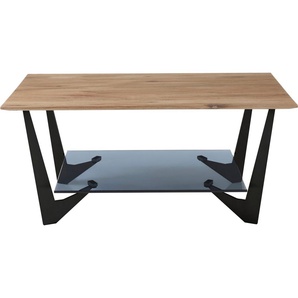 MCA furniture Couchtisch Leon, Eiche Natur geölt, Ablageboden Glas Grau
