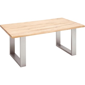 Esstisch MCA FURNITURE Greta Tische Gr. B/T: 160 cm x 90 cm, Baumkante, braun (balkeneiche, edelstahl gebürstet) Esstisch Holz-Esstische Rechteckige Esstische Massivholz mit Baumkante oder grader Kante