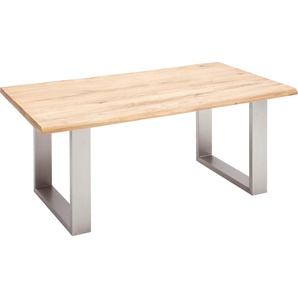 Esstisch MCA FURNITURE Greta Tische Gr. B/T: 180 cm x 90 cm, Baumkante, braun (balkeneiche, edelstahl gebürstet) Esstisch Holz-Esstische Rechteckige Esstische Massivholz mit Baumkante oder grader Kante