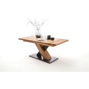 Esstisch MCA FURNITURE Mendoza A Tische Gr. B/H/T: 140 cm x 78 cm x 90 cm, Synchronauszug, 140-220 cm, braun (wildeiche, wildeiche, schwarz, wildeiche) Ausziehbarer Esstisch Ausziehbare Esstische Tisch Massivholz mit Synchronauszug