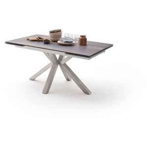 Esstisch MCA FURNITURE Nagano Tische Gr. B/H/T: 160 cm x 76 cm x 90 cm, mit Auszug, Stirnauszug-160-240 cm, braun (holzoptik barrique, edelstahl gebürstet, holzoptik barrique) Ausziehbare Esstische Esstisch Glas-Keramik mit Stirnauszug